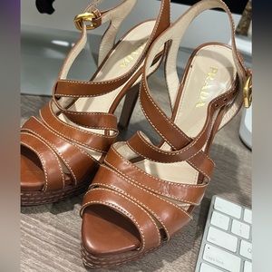 PRADA VINTAGE BROWN PLATFORM HEELS